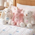 Personalised Cute Bow Bunny Bear Plush Toy with Name and Initial Daily Use Birthday Gift for Couple Kids