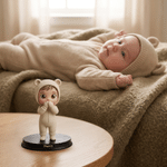 Personalized 3D Photo Baby Figurine with Text and Wooden Base Bedroom Decor Birthday Gift for New Moms Dads Parents