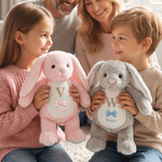 Personalised Cute Bow Bunny Bear Plush Toy with Name and Initial Daily Use Birthday Gift for Couple Kids