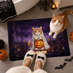 Personalised Halloween Theme Pet Photo Anti-Slip Doormat with Name and Text Room Decor New Home Halloween Gift for Pet Lovers Owners
