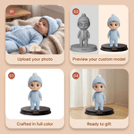 Personalized 3D Photo Baby Figurine with Text and Wooden Base Bedroom Decor Birthday Gift for New Moms Dads Parents