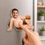 Personalized Funny Silicone Belly Photo Acrylic Fridge Magnet with Name Home Decoration Birthday Anniversary Gift for Friend