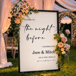 Personalized Minimalist Floral Welcome To the Night Before Celebrating Wedding Welcome Sign Poster with Name and Text Wedding Gift for Newlyweds