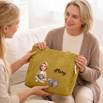 Personalised Knitted Cartoon Character Large Capacity Corduroy Tote Bag with Name and Photo Birthday Anniversary Gift for Women Knitting Lovers