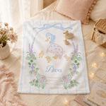 Personalised Cartoon Mother Duck Soft Throw Blanket with Name Nursery Bedding Decor Birthday Anniversary Gift for Newborns Kids