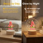 Personalized Cute Animal Insect Initial LED Night Light with Wooden Base and Name Home Decor Back to School Birthday Gift for Children