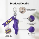 Porte-clés personnalisé imprimé en 3D représentant une chaussure de claquettes multicolore, avec inscription et breloque en forme de ruban – Cadeau d'anniversaire ou pour un concours de danse destiné 