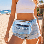 Personalized Multicolor Transparent Waterproof Crossbody Waist Bag with Name and Adjustable Strap Summer Travel Birthday Gift for Women
