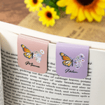 Personalised Butterfly Birth Flower Magnetic PU Leather Bookmark Clip with Name Reading Accessory Daily Use Birthday Gift for Bookworm Book Lover