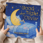 Personalisiertes Kinderbuch zum Einschlafen „Sleepy Animals Edition“ – Babybuch mit Namen, Wohnaccessoire, Geschenk zur Babyparty oder zum Geburtstag für Jungen und Mädchen sowie Neugeborene