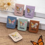 Personalised Butterfly Birth Flower Magnetic PU Leather Bookmark Clip with Name Reading Accessory Daily Use Birthday Gift for Bookworm Book Lover