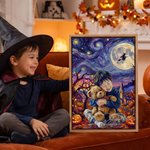 Personalized Halloween Starry Night Photo Canvas Prints with Name Living Room Decor Ship from USA Halloween Gift for Family Friends