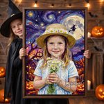 Personalized Halloween Starry Night Photo Canvas Prints with Name Living Room Decor Ship from USA Halloween Gift for Family Friends