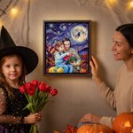 Personalized Halloween Starry Night Photo Canvas Prints with Name Living Room Decor Ship from USA Halloween Gift for Family Friends