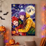 Personalized Halloween Starry Night Photo Canvas Prints with Name Living Room Decor Ship from USA Halloween Gift for Family Friends
