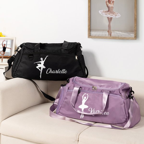 Borsa da danza impermeabile personalizzato, a più scomparti con sagoma di ballerina e nome - Regalo di compleanno per ballerine