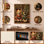 Personalized Christmas Pet Photo Oil Painting Style Canvas Prints with Text Home Decor Ship from USA Christmas New Year Birthday Gift for Pet Owners