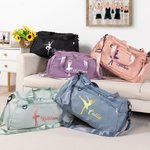 Borsa da danza impermeabile personalizzato, a più scomparti con sagoma di ballerina e nome - Regalo di compleanno per ballerine