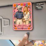 Personalized Paper-Cut Sugar Skull Design Photo Memorial Wooden Car Visor Clip Halloween Day of the Dead Gift for Family Friends
