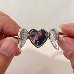 Personalised Heart Shape Zircon Angel Wing Photo Locket Bracelet Anniversary Birthday Memorial Gift for Wife Mother Gran