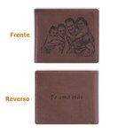 Cartera plegable personalizada de cuero PU con foto y texto grabado regalo de cumpleaños aniversario y Día del Padre para él