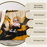 Personalized Cute Excavator Cartoon Character Warm Cozy Throw Blanket with Name Daily Use Birthday Gift for Kid Student