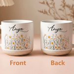 Personalized Multicolor Birth Flower 12 oz Ceramic Mug with Name Daily Use Anniversary Birthday Gift for Woman Coworker Friend Daughter