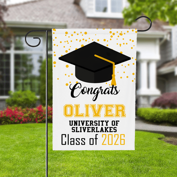 Personalized Multicolor Graduation Garden Flag with Name and Year Yard Porch Decoration Graduation Gift for Graduates