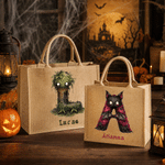 Sac fourre-tout personnalisé sur le thème d'Halloween, avec initiale et grande capacité, cadeau pour la fête d'Halloween (« Trick or Treat ») destiné aux enfants et aux passionnés d'Halloween
