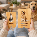 Personalized Pet Portrait Photo Wooden Phone Holder with Name Desk Decor Office Daily Use Birthday Gift for Pet Lovers