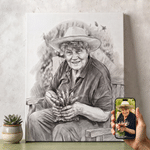 Personalized Sketch Portrait Photo Canvas Prints with Name Ship from USA Birthday Promotion Graduation Anniversary Memorial  Gift for Family Friends