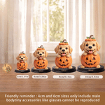 Personalized Halloween Pumpkin Witch Ghost Pet Photo Figurine with Text and Wooden Base Desk Decor Halloween Gift for Pet Owner Lover