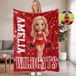 Personalized Multicolor Cheerleader Girl Photo Soft Skin-Friendly Blanket with Name Home Decor Cheer Team Birthday Gift for Cheerleader 1