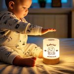 Veilleuse animal personnalisée avec nom et motif - LED tactile et réglable pour une douce lueur nocturne - Cadeau d'anniversaire pour enfants