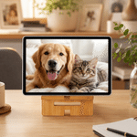Personalized Pet Portrait Photo Wooden Phone Holder with Name Desk Decor Office Daily Use Birthday Gift for Pet Lovers