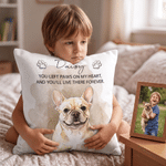 Gepersonaliseerde, zachte kussenhoes met aquarelafbeelding van een huisdier, voorzien van naam en tekst – Woonaccessoire, rouw- of herdenkingscadeau voor eigenaren van huisdieren en vrienden