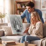 Personalized Sketch Portrait Photo Canvas Prints with Name Ship from USA Birthday Promotion Graduation Anniversary Memorial  Gift for Family Friends