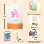 Lampe de chevet personnalisée avec animaux dansants et nom - Commande tactile et 7 couleurs ajustables - Cadeau de compagnie pour enfants
