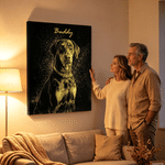 Stampa su tela grande personalizzata, con ritratto animale in nero e oro e nome - Regalo di compleanno e per la casa per amanti di animali