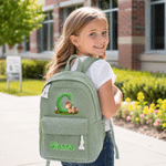Personalised Cartoon Animal Initial Multicolour Corduroy Backpack with Name Daily Use Birthday Back to School Gift for Kids Toddlers