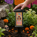 Personalized Paper-Cutting Art Photo Design Garden Light with Name Garden Cemetrey Decor Halloween Day of the Dead Gift for Friends Family