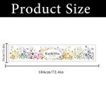 Camino de mesa personalizado con flores silvestres pintadas en acuarela, con nombre y fecha; decoración de mesa; regalo de boda para la pareja o los recién casados