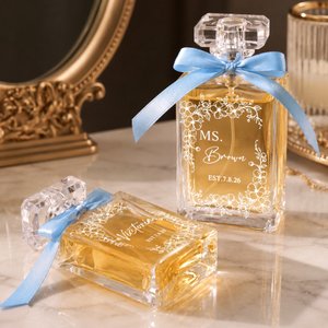 Personalised Floral Bow Refillable Durable 1-3 oz Glass Perfume Bottle with Name and Title Bridal Party Anniversary Wedding for Bridesmaid Best Friend