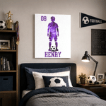 Personalised Soccer Splatter Silhouette Framed Canvas Print with Name Home Decor Ship from USA Birthday Gift for Soccer Players Boys Girls