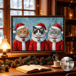 Personalized Christmas Pet Photo Oil Painting Style Canvas Prints with Text Home Decor Ship from USA Christmas New Year Birthday Gift for Pet Owners
