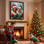 Personalized Christmas Pet Photo Oil Painting Style Canvas Prints with Text Home Decor Ship from USA Christmas New Year Birthday Gift for Pet Owners