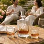 Personalized In My Engaged Era Whiskey Decanter Glasses Wooden Box Set with Name Engagement Wedding Gift for Couple Whiskey Lover