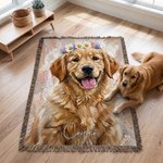 Personalised Pet Oil Painting Photo Tassel Soft Throw Blanket with Name Home Decor Birthday Gift for Pet Lover