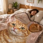 Personalised Pet Oil Painting Photo Tassel Soft Throw Blanket with Name Home Decor Birthday Gift for Pet Lover