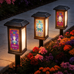 Personalized Paper-Cutting Art Photo Design Garden Light with Name Garden Cemetrey Decor Halloween Day of the Dead Gift for Friends Family